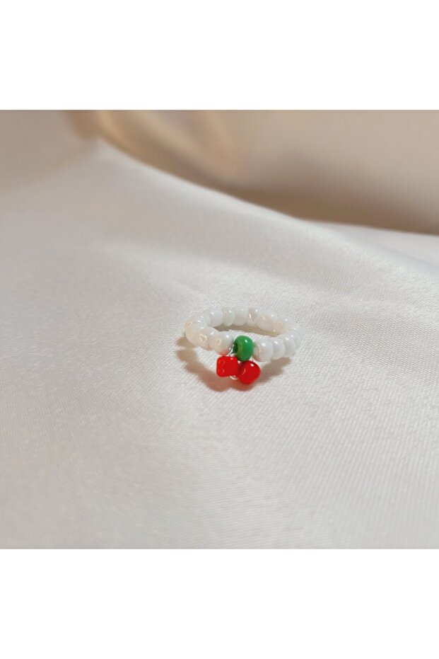 Miyuki Bead Cherry Ring-Cherry Ring-Miyuki Ring-Minimal Cherry Ring-Bead Ring-Braid Ring - 2