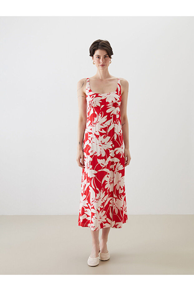 U-Neck Floral Rope Strap Dress