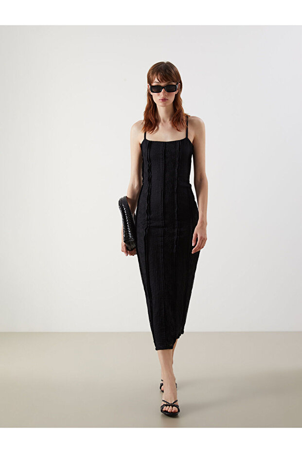 Nevavm with Difference Lcw Vision Black Square Neck Lace Detailed Rope Strap Boho Dress - S5Pd48Z8-Cvl