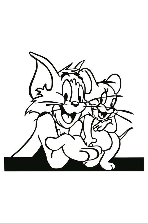 Wooden Wall Art With Self Adhesive Base - Black (Tom & Jerry)