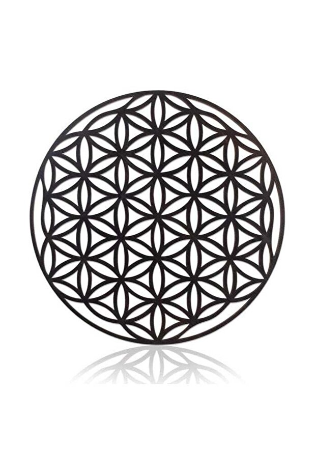 Wooden Wall Art With Self Adhesive Base - Black (Flower Of Life)