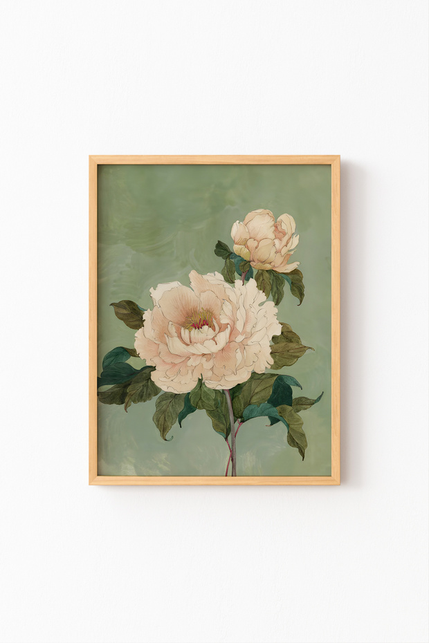 Peach Woodpecker - Wooden Patterned Frame