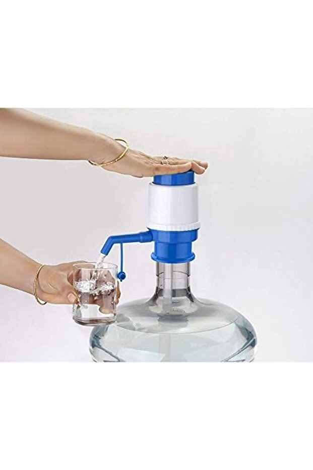 Plastic Manual Pump for Bottled Water Drinking - White & Blue (Water Pump)
