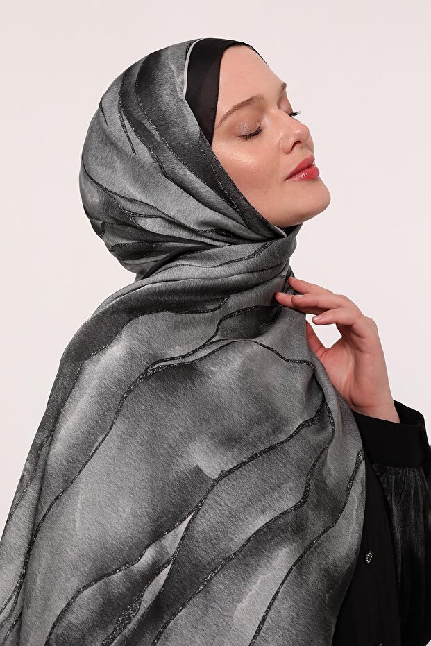 Hint İpeği Şal | Antrasit - 4