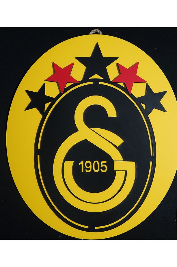Galatasaray 5 Yıldızlı Logo, amblem Ahşap MDF Dekoratif Duvar Tablosu – Duvar Dekoru - 2