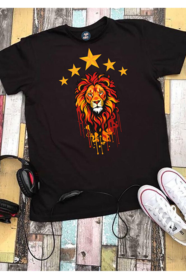 5 Star Lion Kids T-Shirt Black Unisex