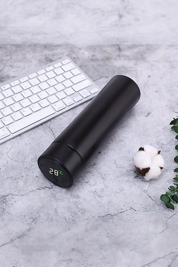 Yeni Nesil Siyah Termos Led Dijital Sıcaklık Göstergeli Kaliteli Paslanmaz Çelik Yalıtımlı Termos - 1