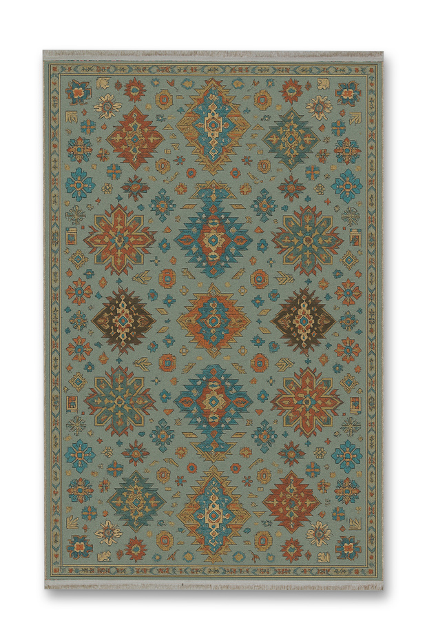 Mosso Antique Look Multicolored Patterned Woven Base Modern Decorative Carpet Mosso137