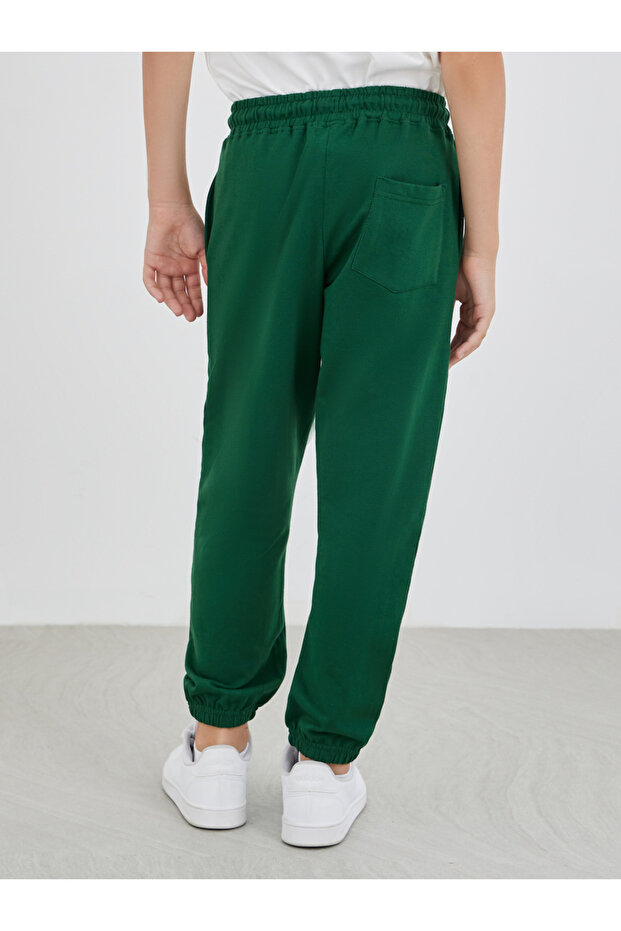Green Solid Cuffed Joggers with Slip Pockets - 4