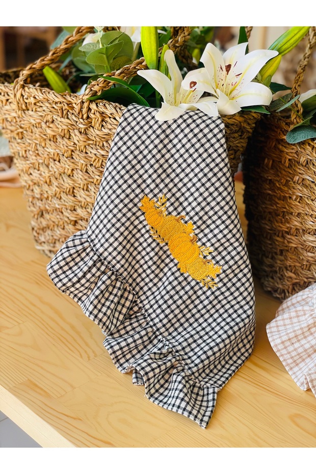 Pumpkin Embroidered Ruffled Kitchen Cloth/Cover ~1 Piece
