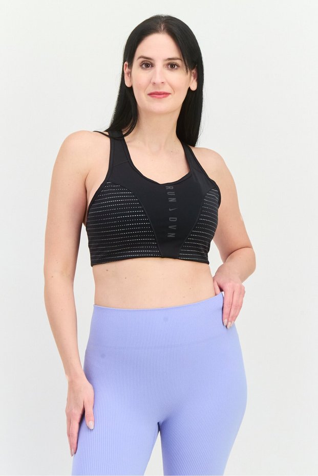 Women Brand Logo Padded Sports Bra, Black