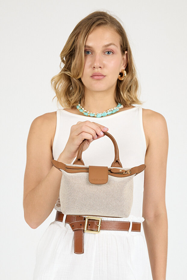 Lara Canvas and Genuine Leather Mini Hand-Shoulder Bag