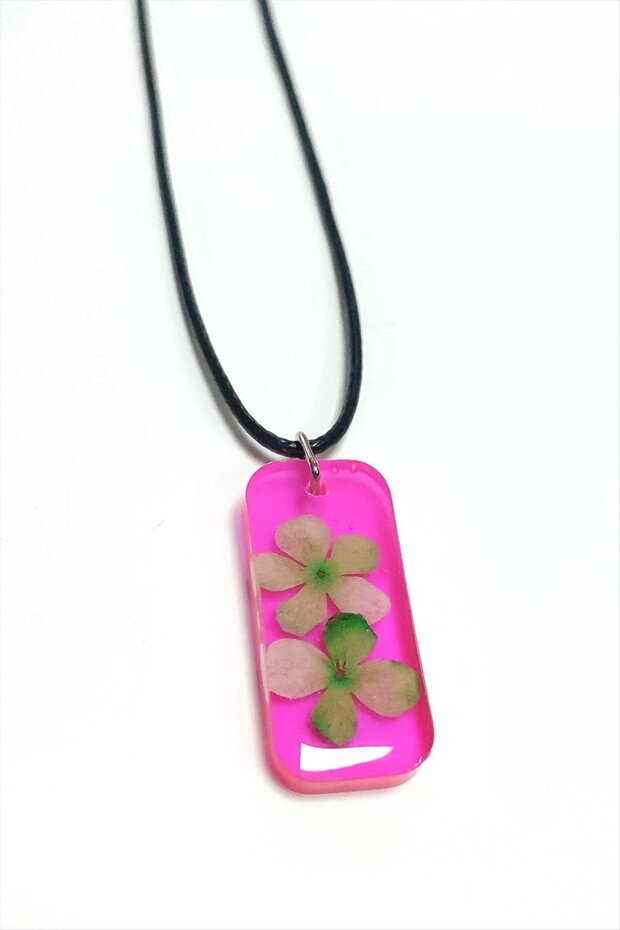 قلادة إيبوكسي مستطيلة على شكل زهرة الثلج - 2