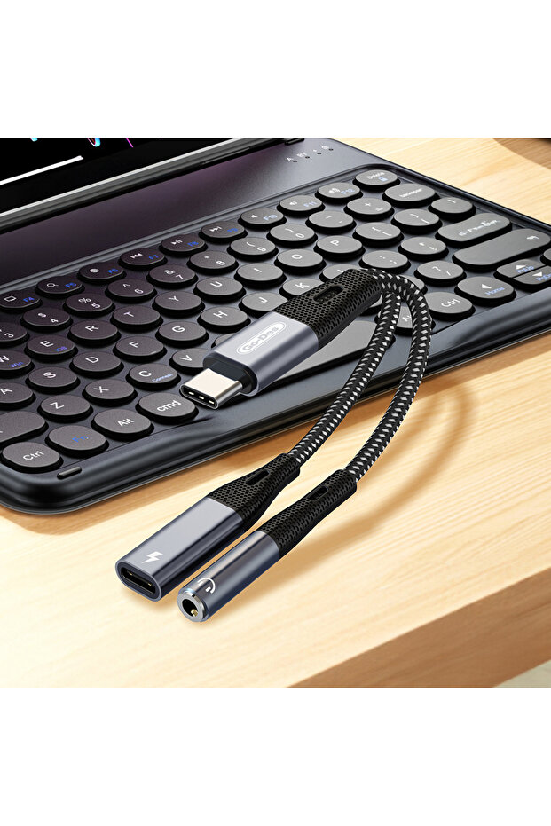 Go Des GD-UC162 3.5mm Jack Girişli Type-C 2in1 Şarj ve Ses Kablosu Siyah - 2
