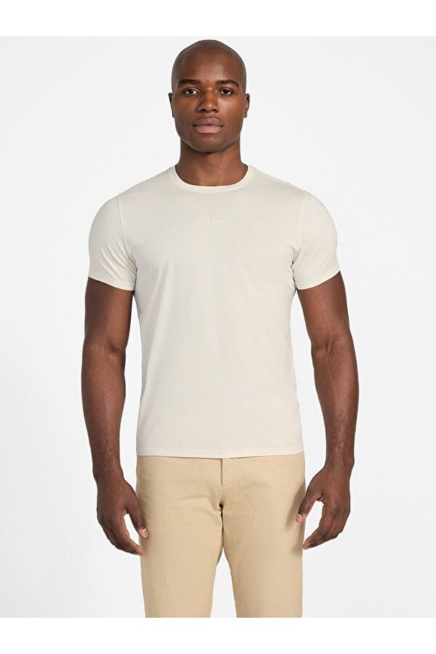 SS EMB PIMA CREW Erkek Bej T-shirt M4GP39K7HD0-G1V7 - 4