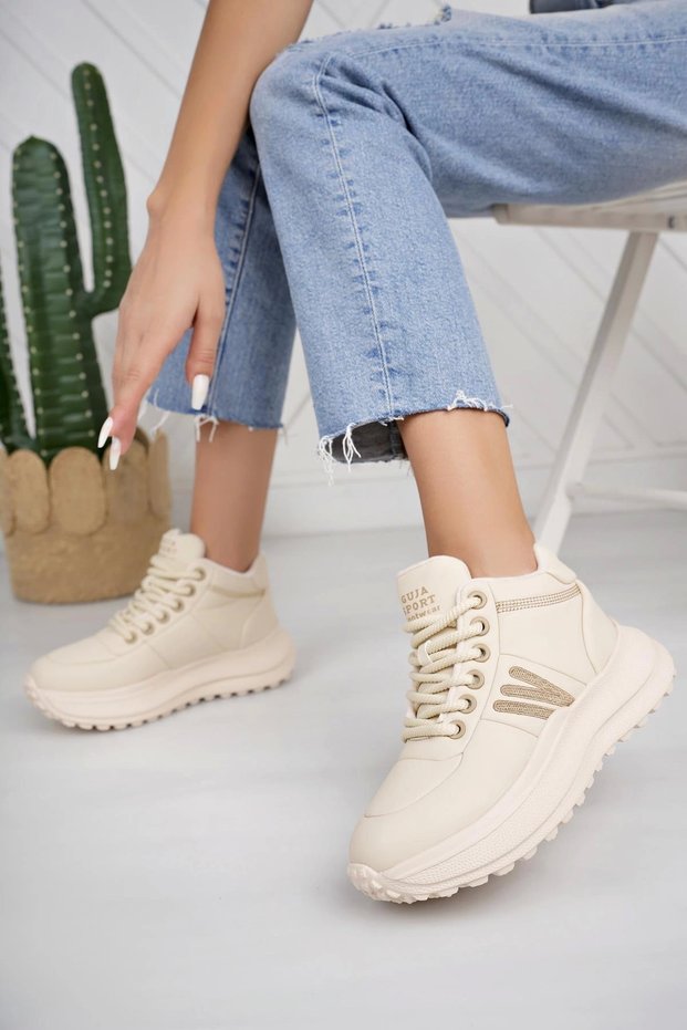 Guja 24K317 4 Beige Lace-Up Lightweight Fashion Women's Boots