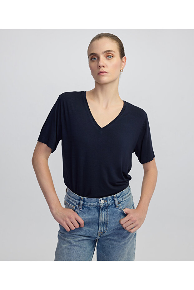 V yaka basic tişört - 1