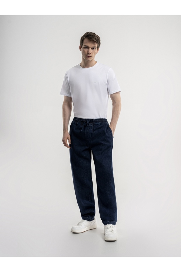 Slouchy Elastic Waist Fit Erkek Pantolon - 1