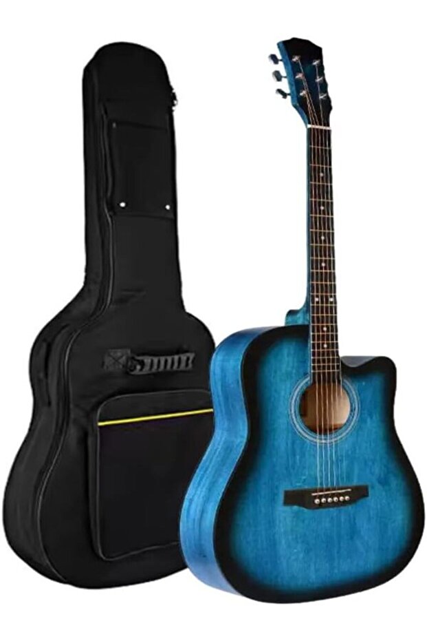 38-Inch Acoustic Guitar cutaway design with gig bag included - Blue