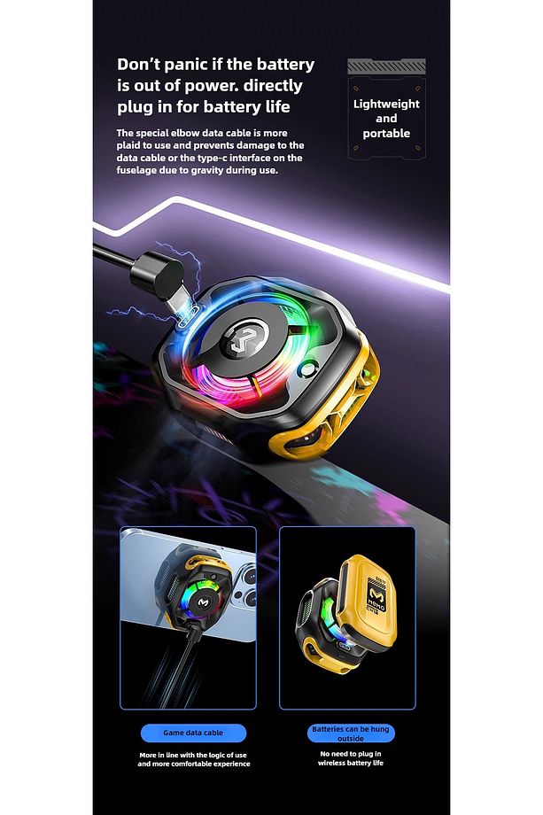 Memo Cx12 E Sporcu -15 Derece Powerbanklı Kablo Destekli Magsafe Rgb Telefon Soğutucu Fan Tablet Fan - 7