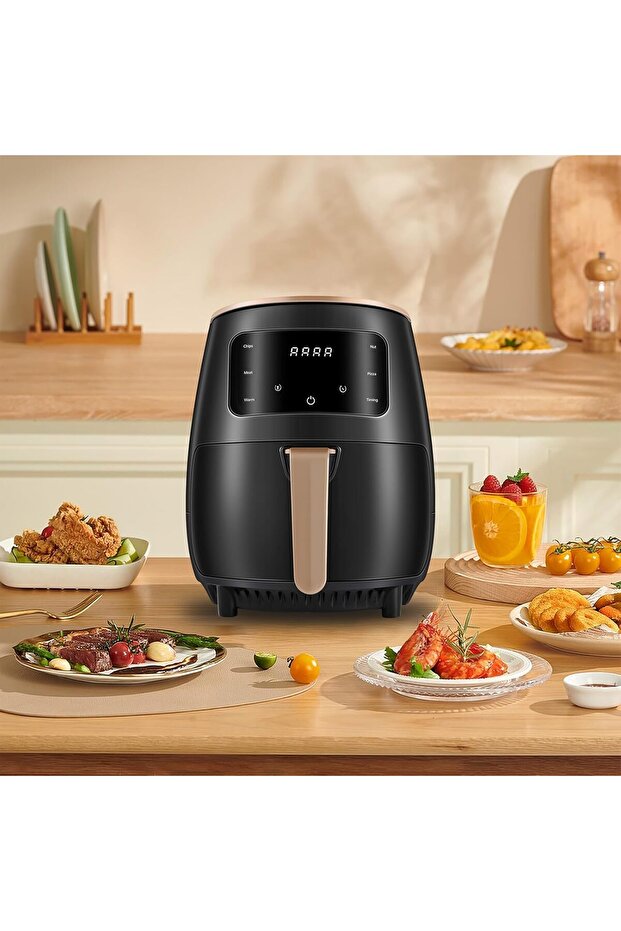 Digital Air Fryer, 6L Capacity, 8-in-1 Functions with Touch Display, Black and Gold