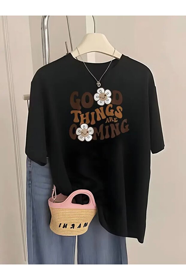 Good Things Are Gaming Printed Oversize Circle Neck T-Shirt