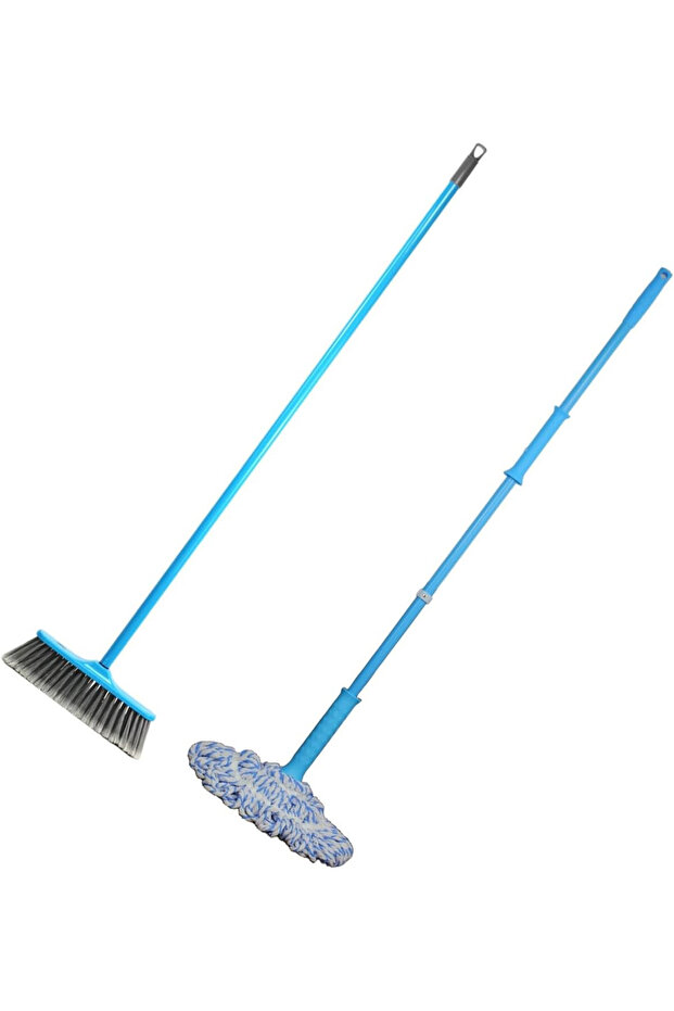 Clean & Care Cleaning Set Combo Indoor Broom Spinning Mop with Iron Stick