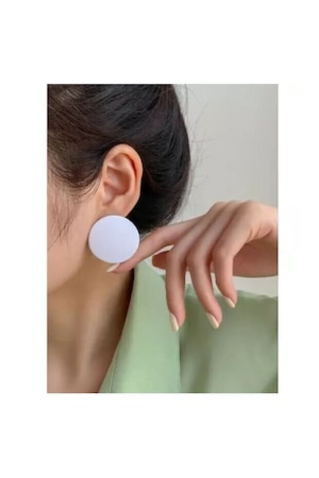- Round White Earrings