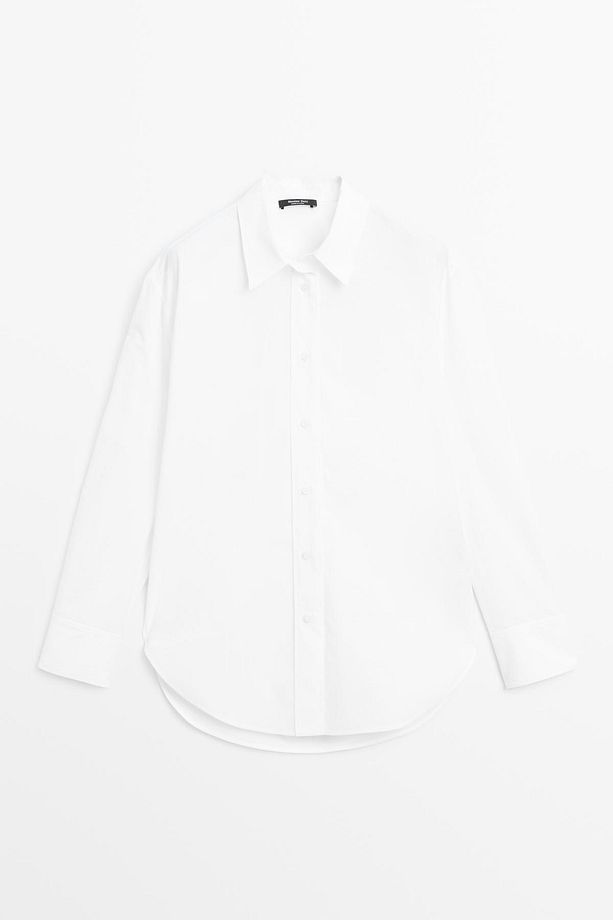 Uzun %100 pamuklu poplin gömlek - 5