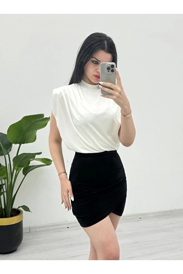 بلوزة ساندي مبطنة بأكمام صفرية - أبيض - 3