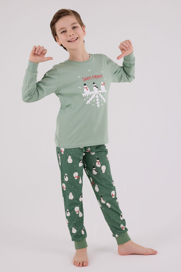 Erkek Çocuk Yeşil Pijama Takımı - 1