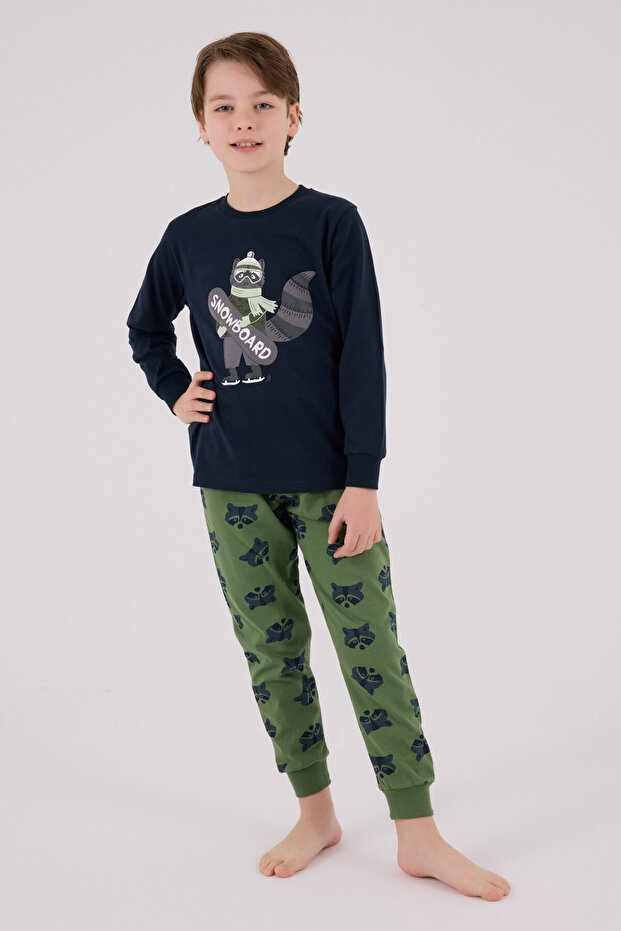 Erkek Çocuk Mavi Pijama Takımı - 4