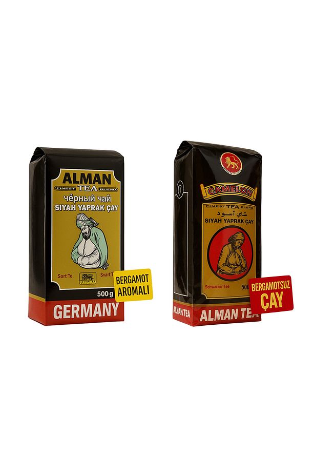 ALMAN & CAMELON 2’li Siyah Yaprak Çay Seti – Bergamotlu ve Bergamotsuz 2x500g - 1