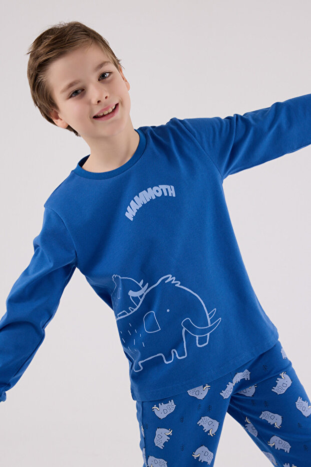 Erkek Çocuk Mavi Pijama Takımı - 4