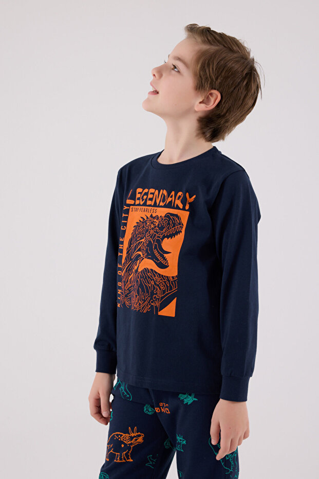 Erkek Çocuk Lacivert Pijama Takımı - 4