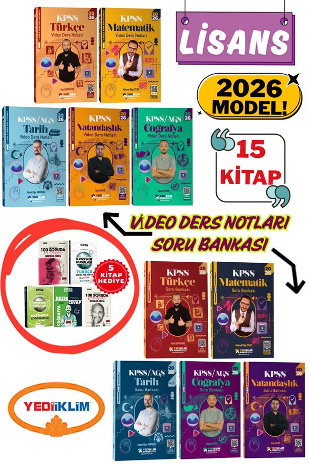 2026 KPSS Türkçe+Matematik+Tarih+Coğrafya+Vatandaşlık Video Ders Notu+Soru Banka|Mehmet Bilge Yıldız - 1