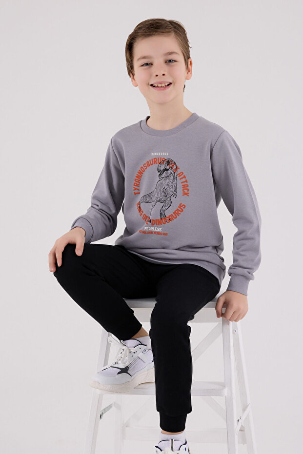 Boy's Gray Tracksuit Set - 1