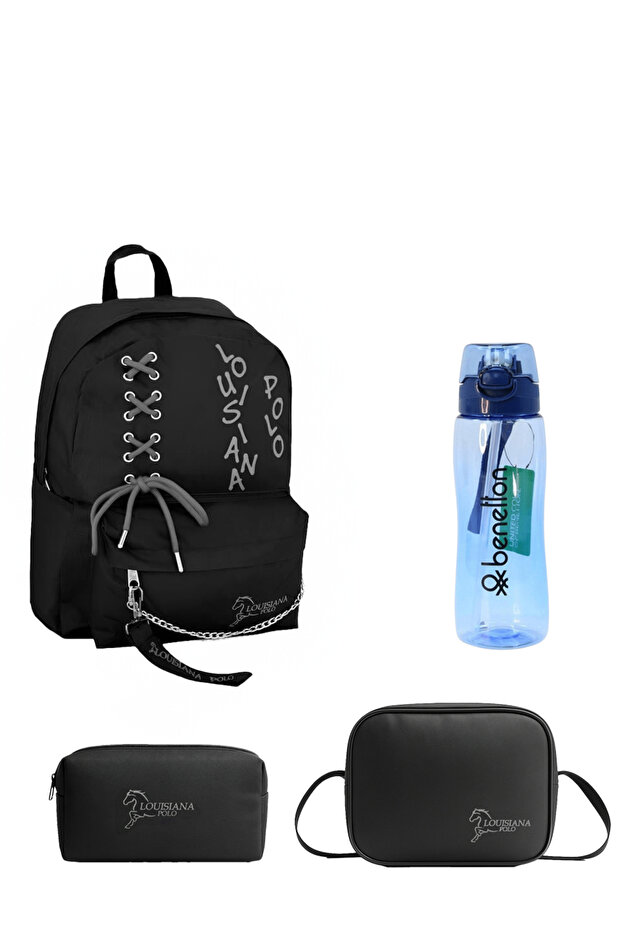 School Set – Bag + Thermal Nutrition + Pen Holder + Blue Flask Smoked 1141