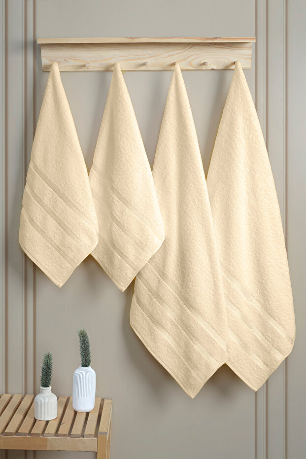 4-Piece Bath Set 100% Cotton 2 Large Bath Towels (70X140Cm), 2 Face Towel Set (50X90Cm)