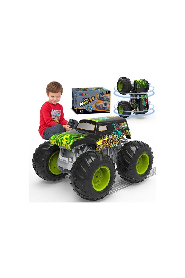 alpmodel Suda Karada Gidebilen Takla Atan Kumandalı Sarjlı Işıklı Monster Trucks 4x4 25 Cm 8 Km Hız