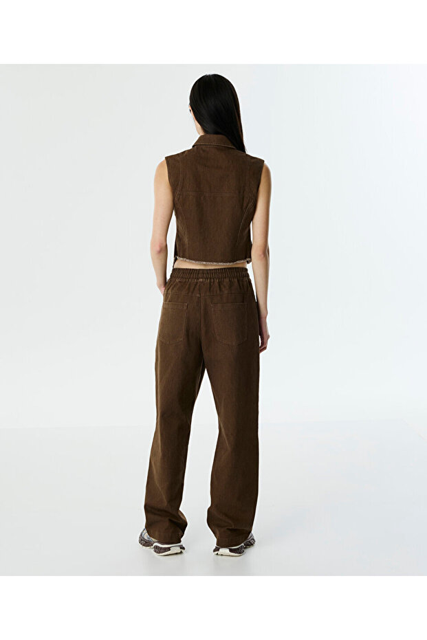 ELASTİK BEL NON DENİM PANTOLON - 5