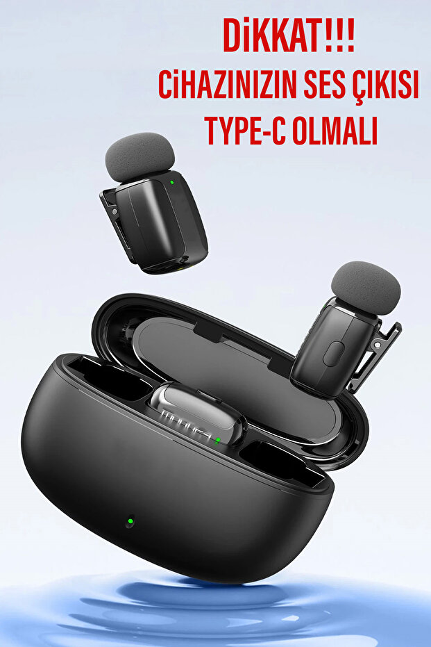 Kablosuz TYPE-C Yaka Mikrofonu Profesyonel 2 Mikrofonlu TypeC - 2