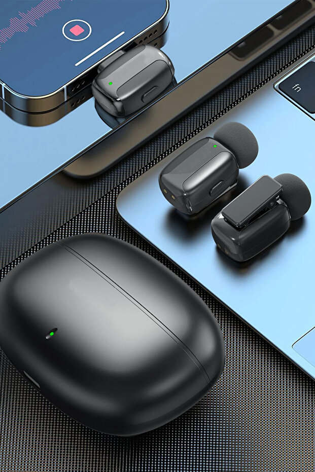 Kablosuz TYPE-C Yaka Mikrofonu Profesyonel 2 Mikrofonlu TypeC - 3