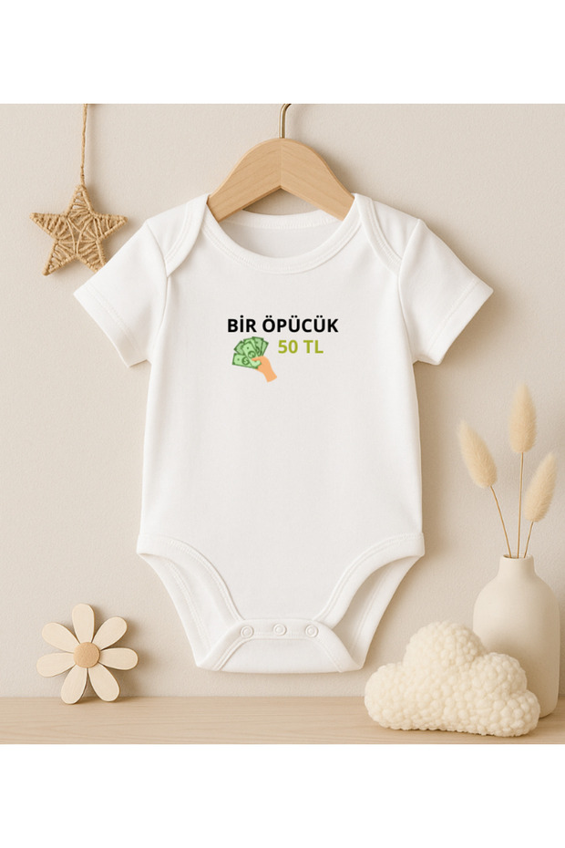 A Kiss 50 Tl Written Printed Baby Bodysuit