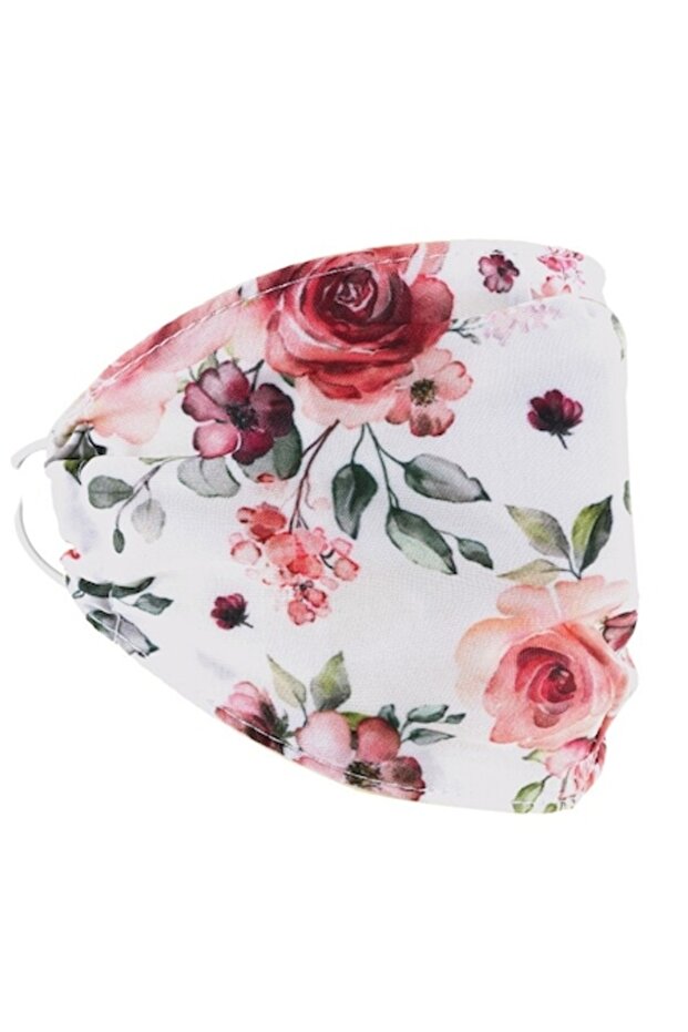 Reusable face mask, pink roses pattern, Multicolor - 1