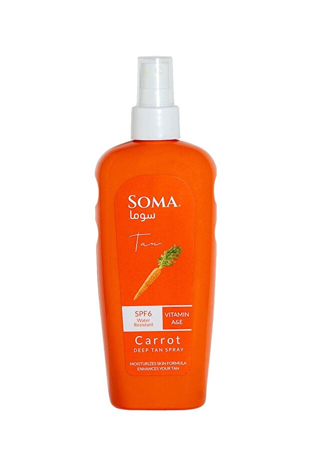 بخاخ تسمير عميق بالجزر SPF6 مقاوم للماء وفيتامين A وE 250 مل