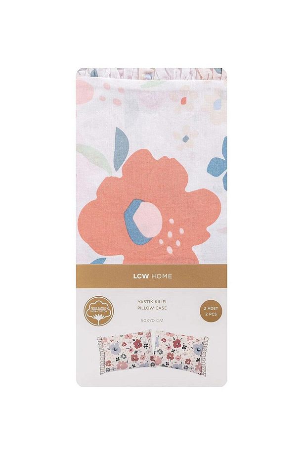 LCW HOME Çiçek Baskılı Yastık Kılıfı 2'Li 50x70 cm (W5) - 4