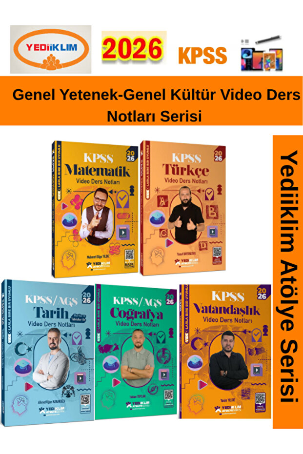 2026 Kpss Atölyem Serisi Gy-Gk Mat-Türkçe-Coğ-Tarih-Vatandaşlık Video Ders Notu Seti+ Kalem - 1