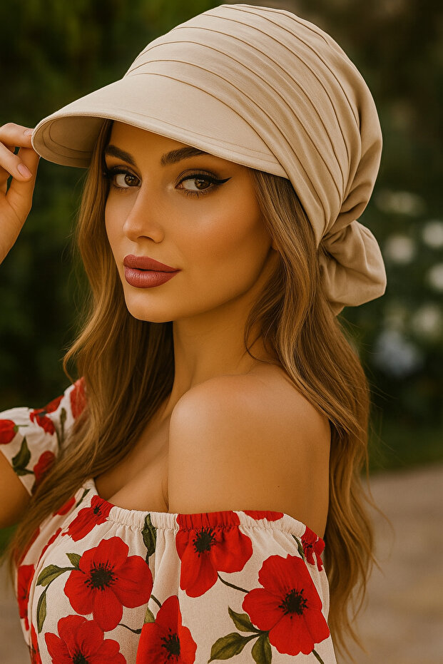 Women's Summer Cotton Patterned Safari Tie-Back Bandana Visor Sun Protection and Stylish Design