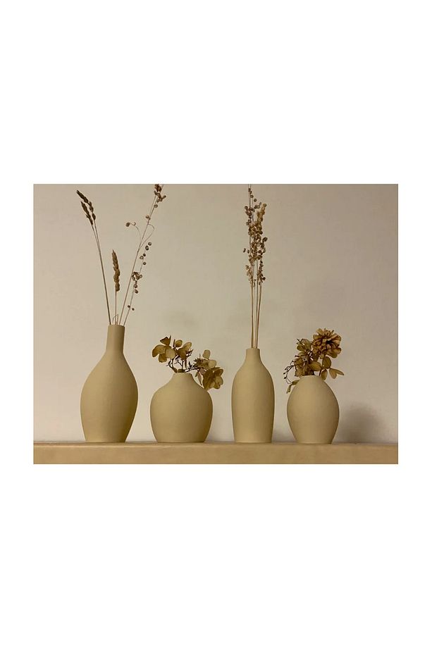 Jabba Ahşap Dokulu Mini Dekoratif Vazo Seti, Pintereset Tarzı Minimal Dekor Vazo Set (Bioplastik) - 1